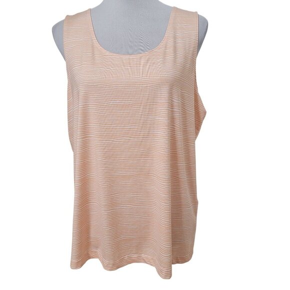 Chico's Size 3 (XL/16) Peach & White Abstract Striped Tank Top, Exc. Used Cond. - Picture 2 of 12